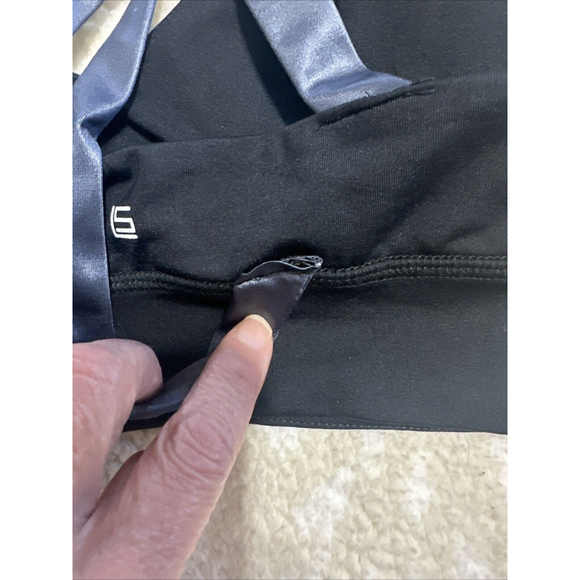 Lanston Sport Bra Cropped XS Top Padded Black And Grey Crisscross Back NWT - Picture 5 of 7